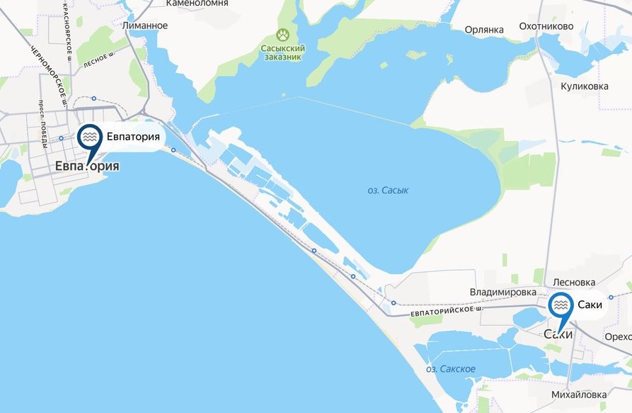 Карта Западного берега Крыма